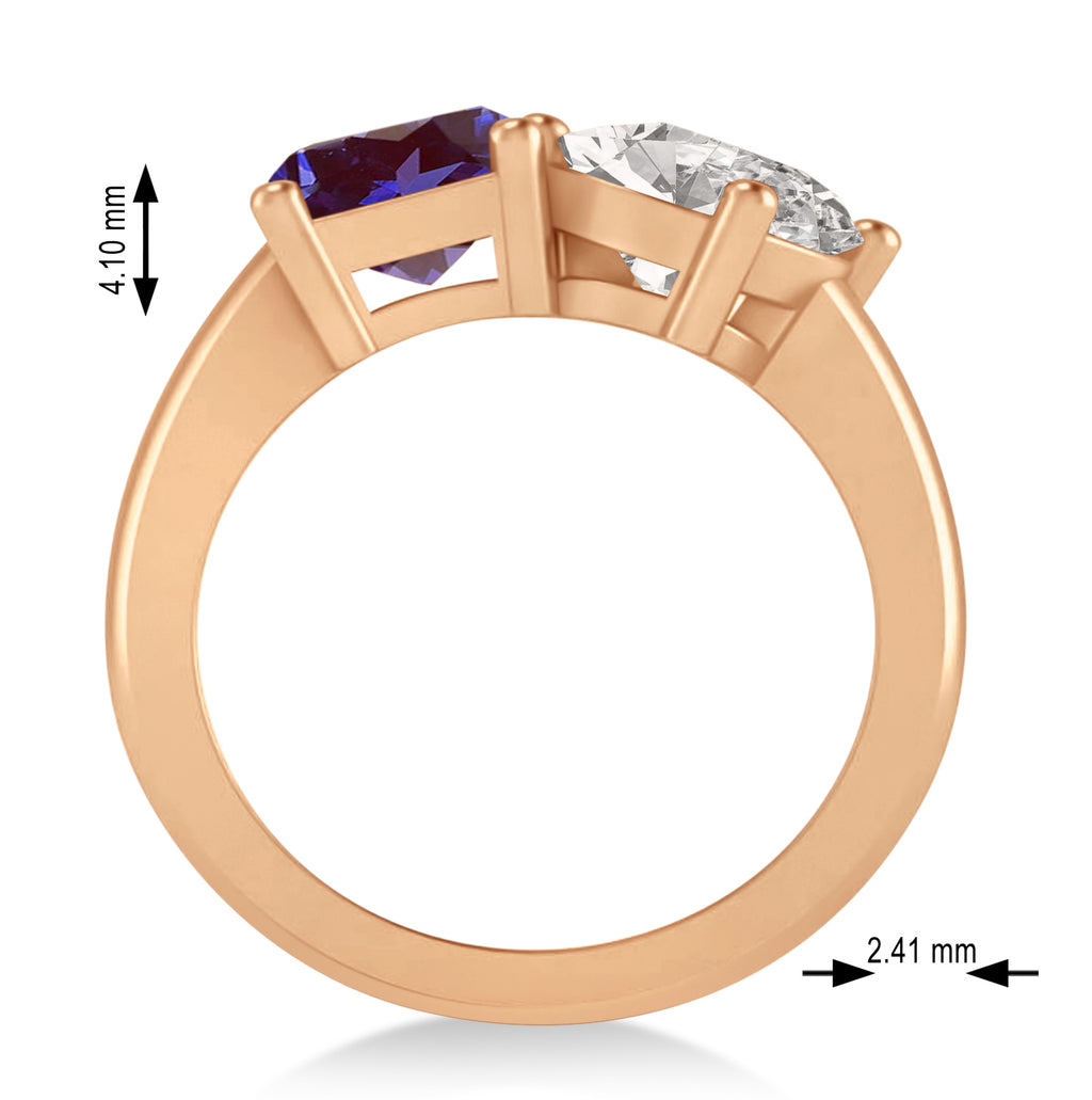Emerald/Oval Diamond & Lab Alexandrite Toi et Moi Ring 14k Rose Gold (5.50ct)