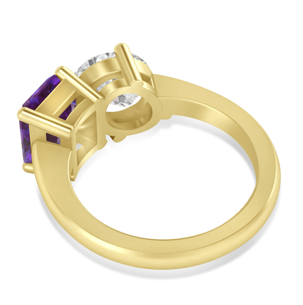 Emerald/Oval Diamond & Lab Alexandrite Toi et Moi Ring 14k Yellow Gold (5.50ct)