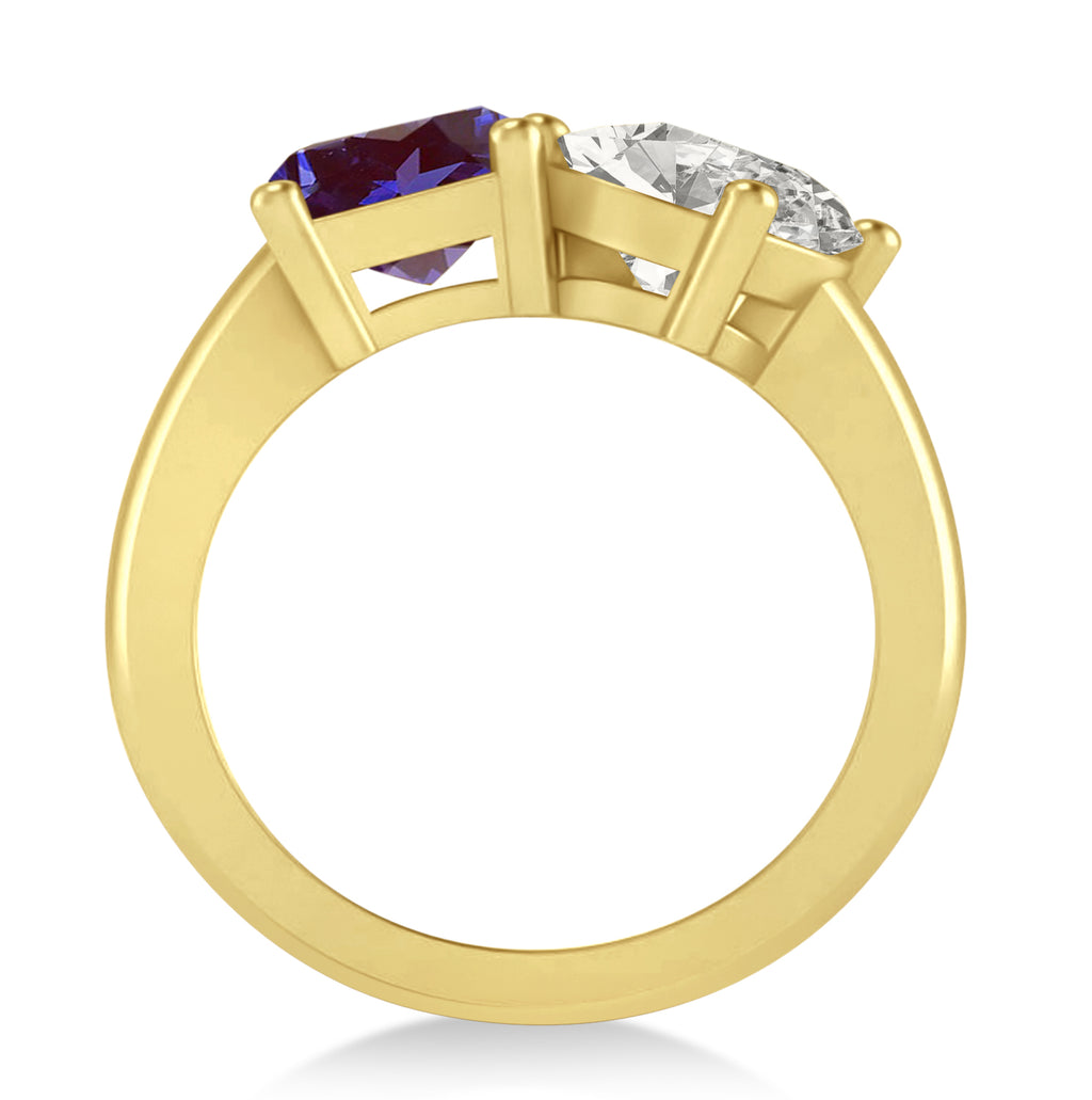 Emerald/Oval Diamond & Lab Alexandrite Toi et Moi Ring 18k Yellow Gold (5.50ct)