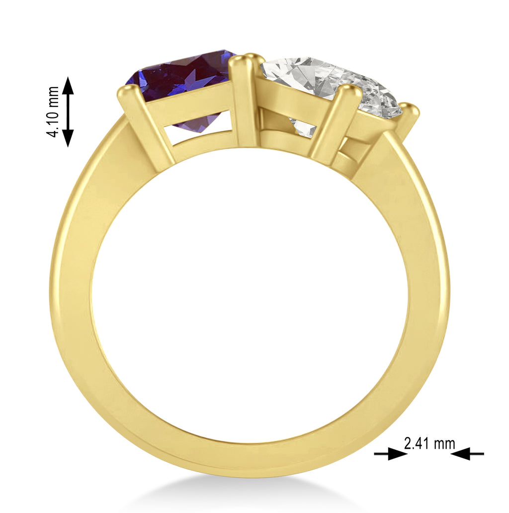 Emerald/Oval Diamond & Lab Alexandrite Toi et Moi Ring 18k Yellow Gold (5.50ct)