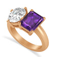 Emerald/Oval Diamond & Amethyst Toi et Moi Ring 14k Rose Gold (5.50ct)