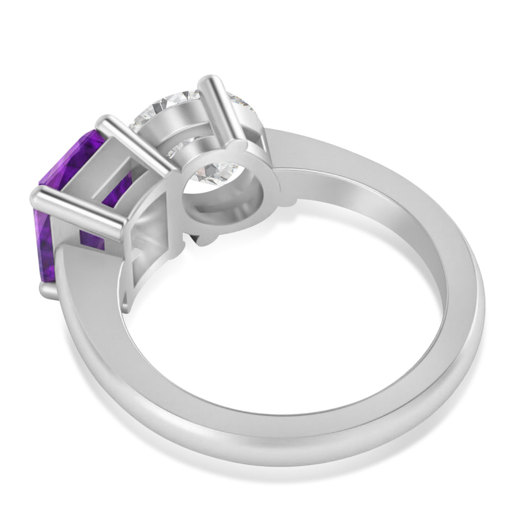 Emerald/Oval Diamond & Amethyst Toi et Moi Ring 18k White Gold (5.50ct)