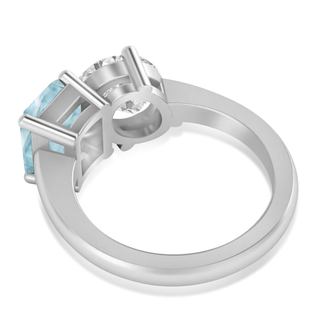Emerald/Oval Diamond & Aquamarine Toi et Moi Ring 14k White Gold (5.50ct)