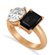 Emerald/Oval Black & White Diamond Toi et Moi Ring 18k Rose Gold (5.50ct)