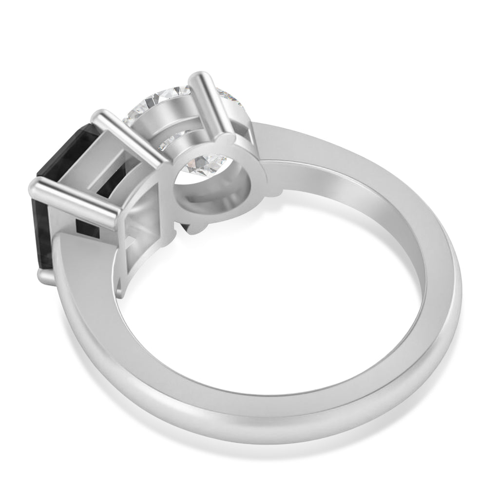 Emerald/Oval Black & White Diamond Toi et Moi Ring Platinum (5.50ct)