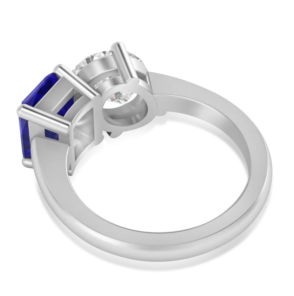 Emerald/Oval Diamond & Blue Sapphire Toi et Moi Ring 14k White Gold (5.50ct)