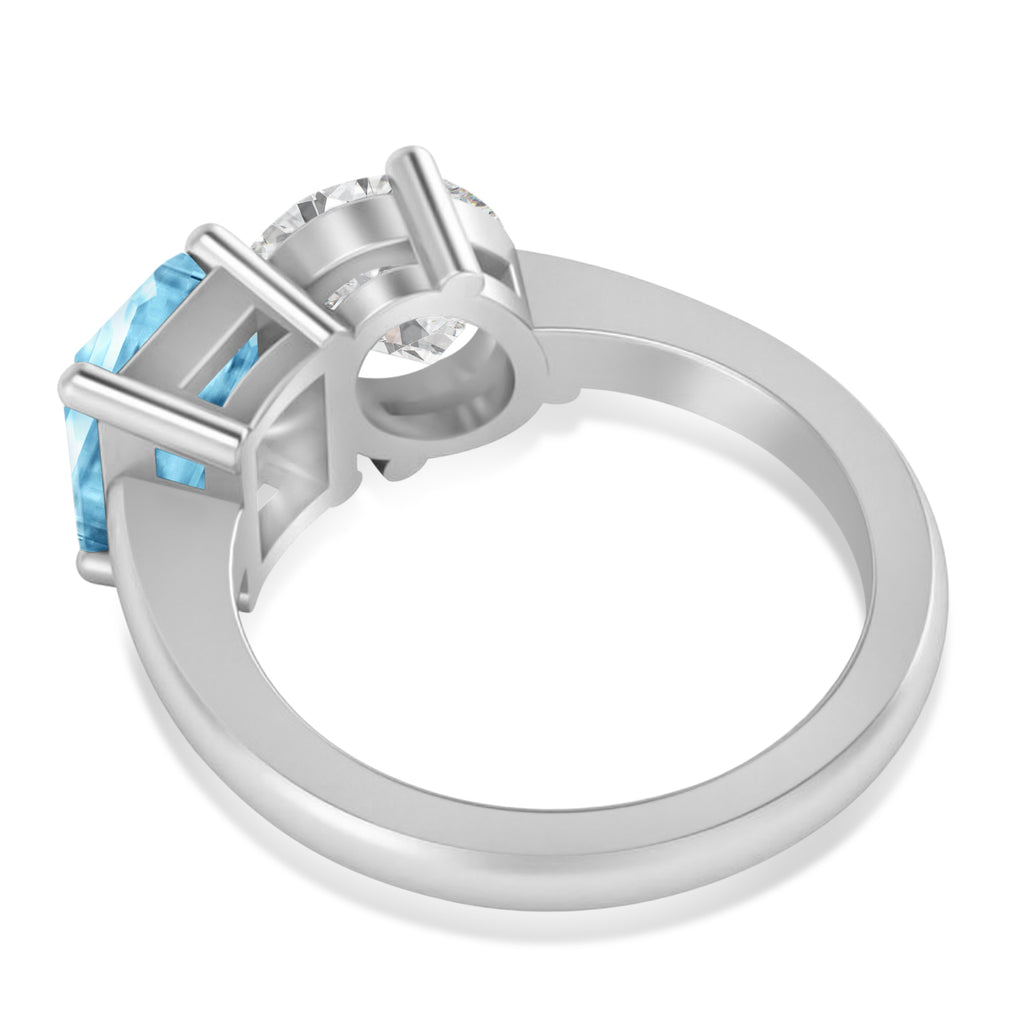 Emerald/Oval Diamond & Blue Topaz Toi et Moi Ring 14k White Gold (5.50ct)