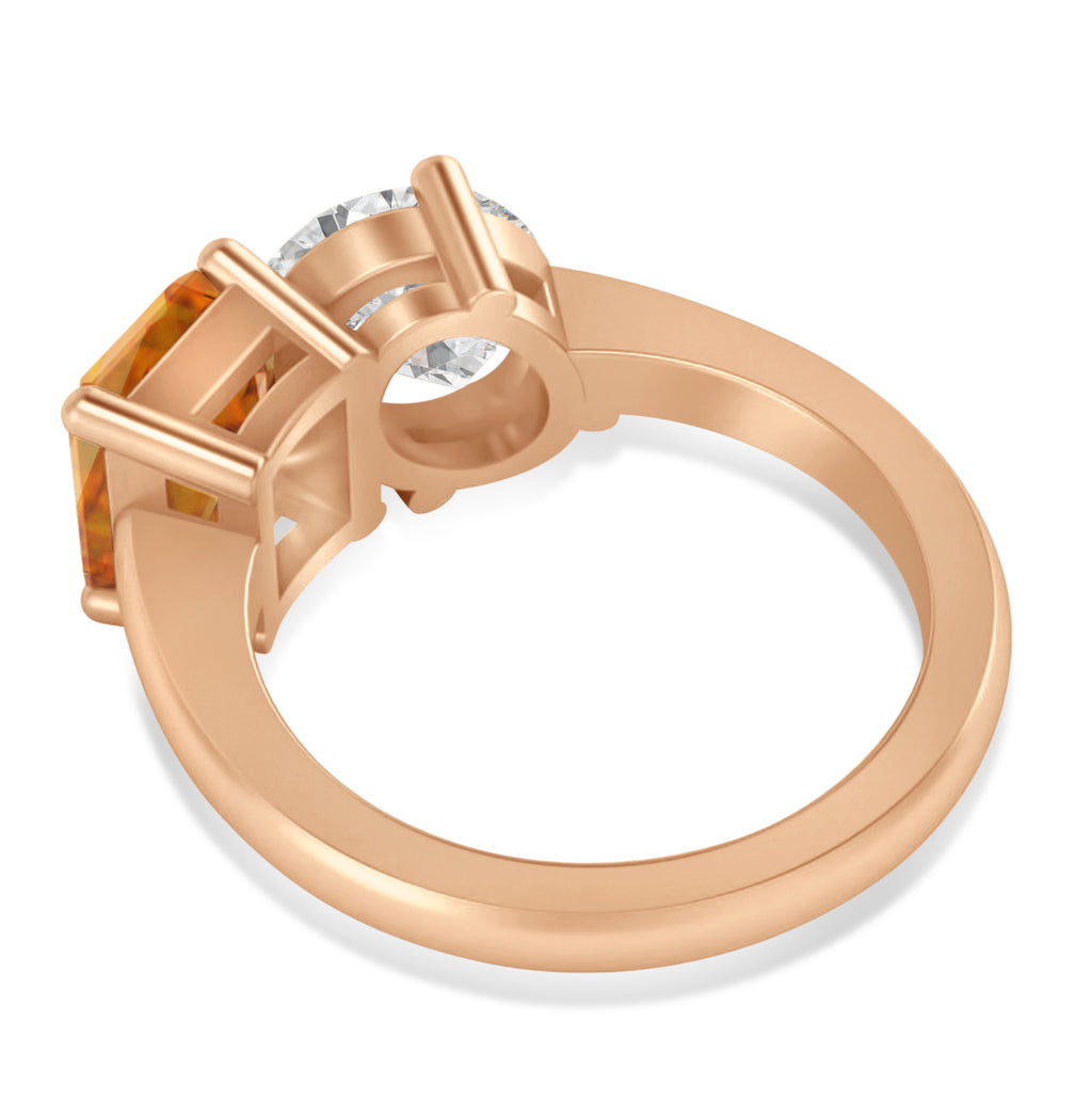 Emerald/Oval Diamond & Citrine Toi et Moi Ring 14k Rose Gold (5.50ct)