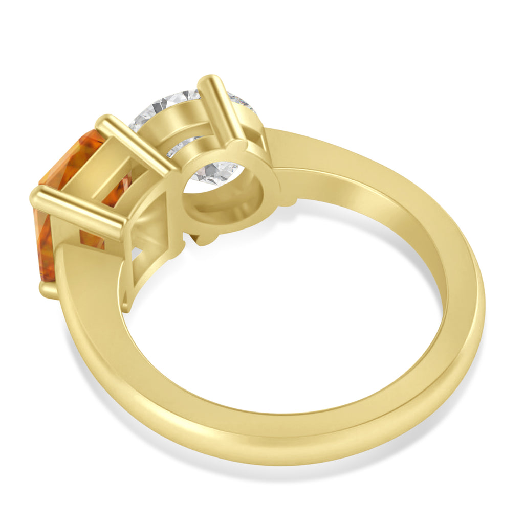 Emerald/Oval Diamond & Citrine Toi et Moi Ring 18k Yellow Gold (5.50ct)