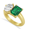 Emerald/Oval Diamond & Emerald Toi et Moi Ring 18k Yellow Gold (5.50ct)