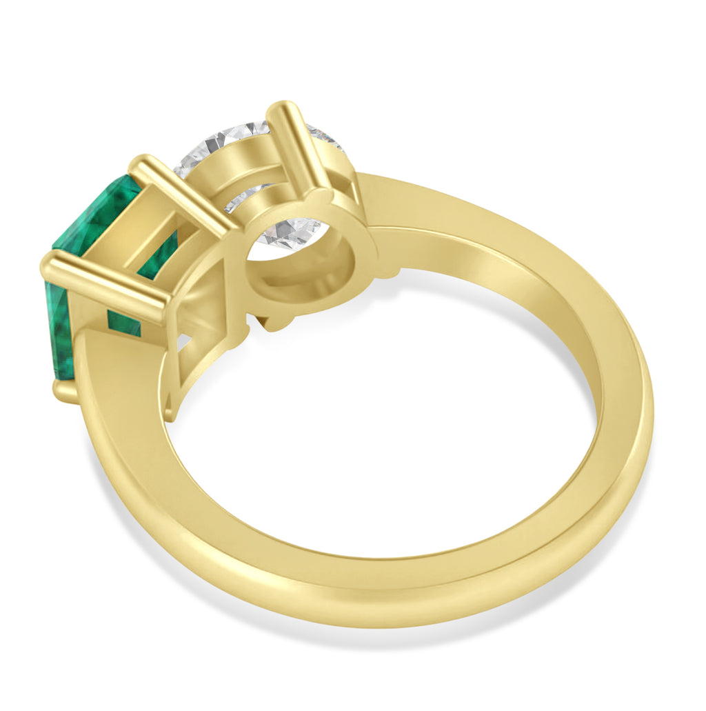 Emerald/Oval Diamond & Emerald Toi et Moi Ring 18k Yellow Gold (5.50ct)