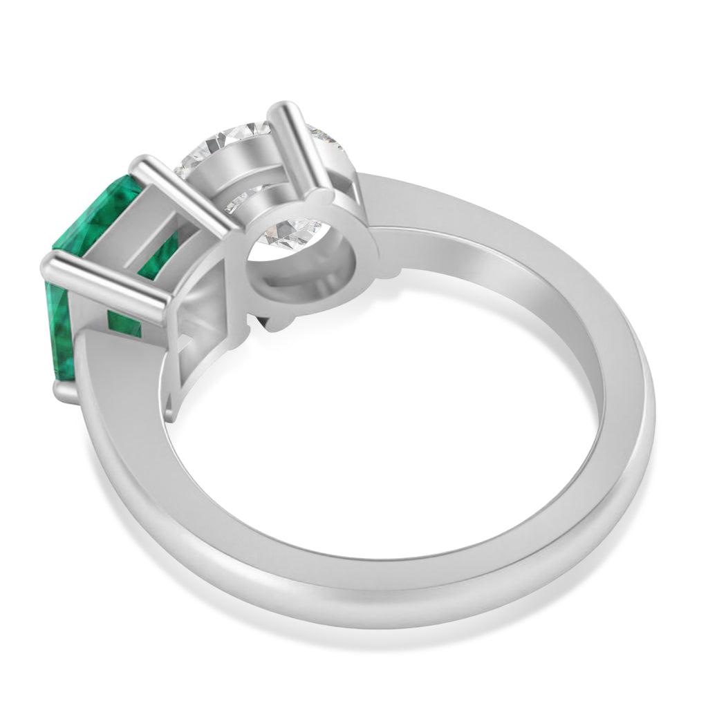 Emerald/Oval Diamond & Emerald Toi et Moi Ring Platinum (5.50ct)