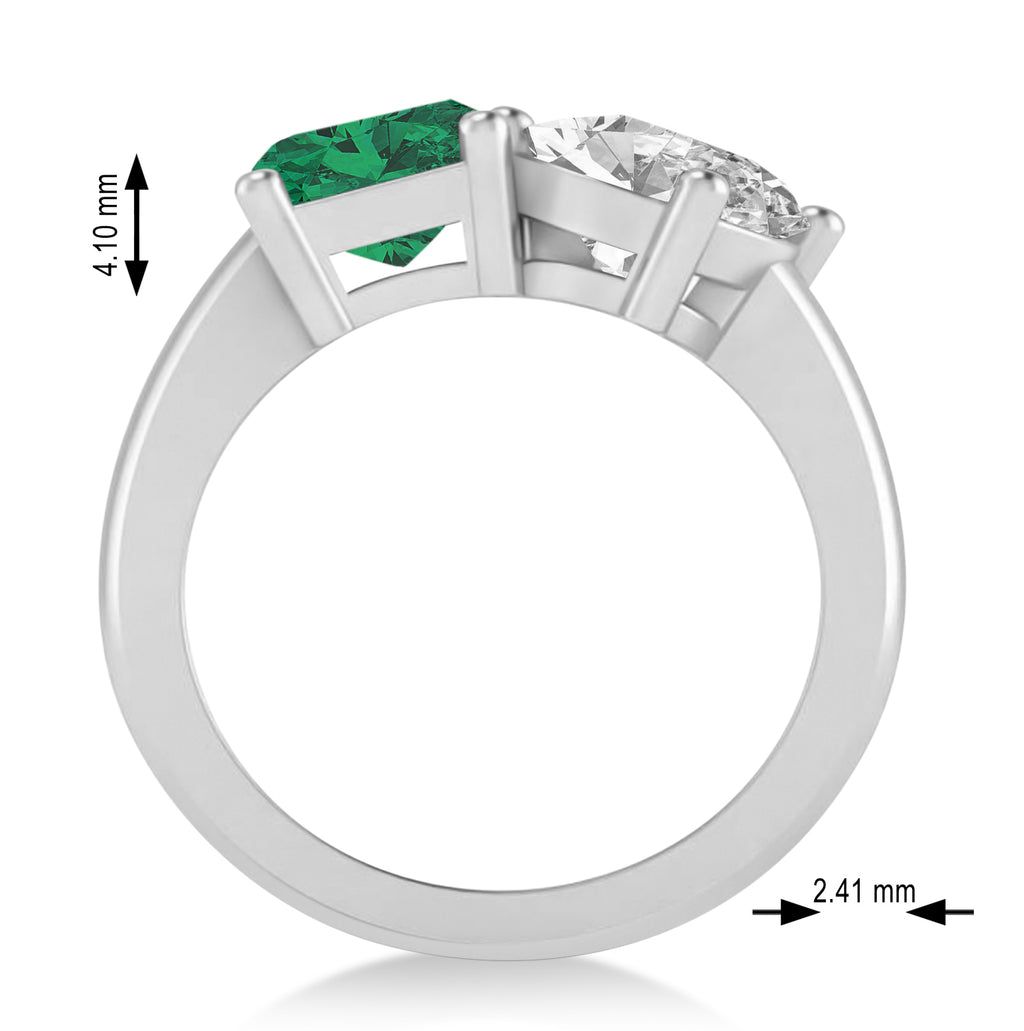 Emerald/Oval Diamond & Emerald Toi et Moi Ring Platinum (5.50ct)