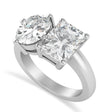 Emerald/Oval Lab Diamond Toi et Moi Ring 14k White Gold (5.50ct)