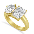 Emerald/Oval Lab Diamond Toi et Moi Ring 14k Yellow Gold (5.50ct)