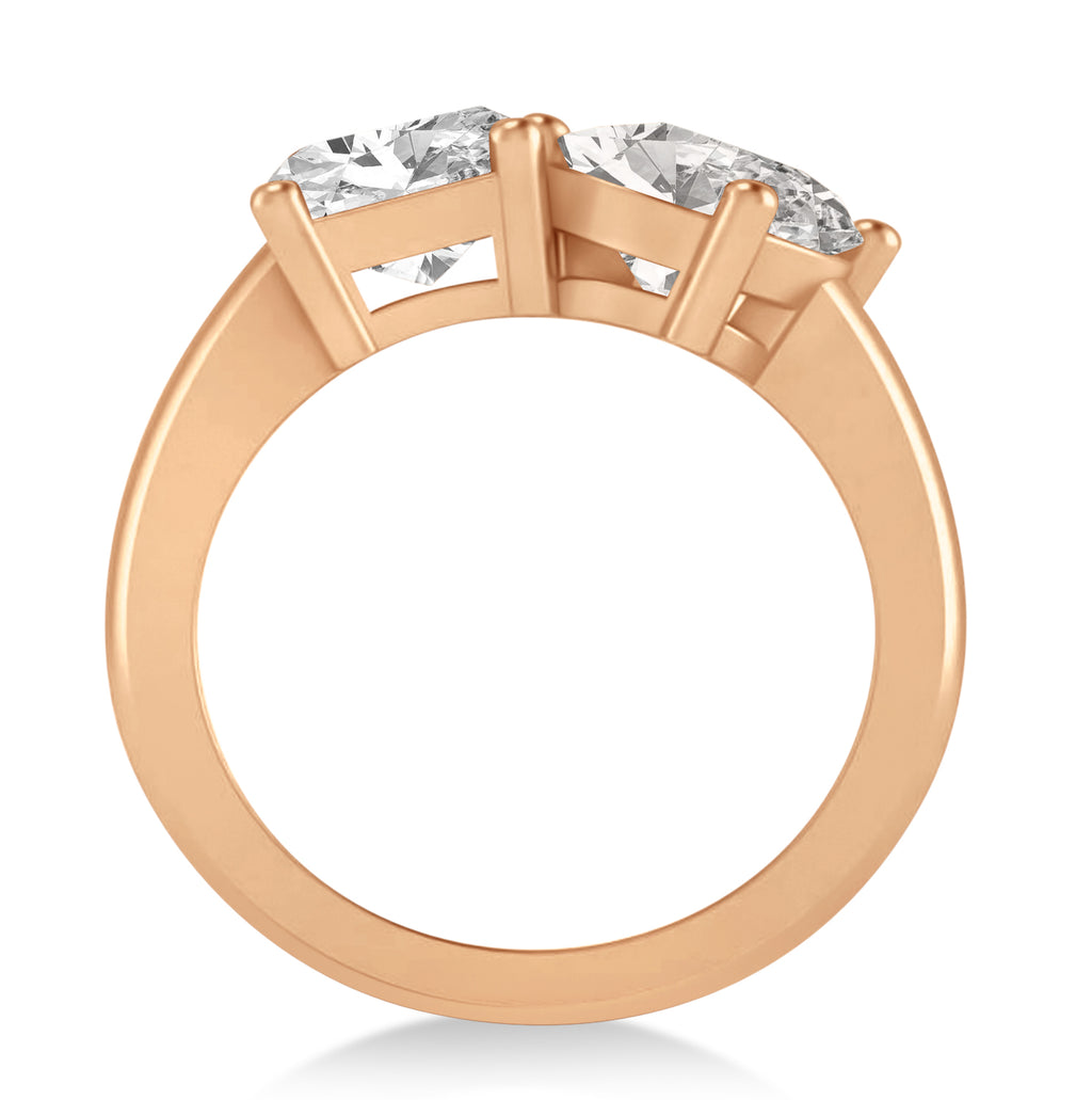 Emerald/Oval Lab Grown Diamond Toi et Moi Ring 18k Rose Gold (5.50ct)