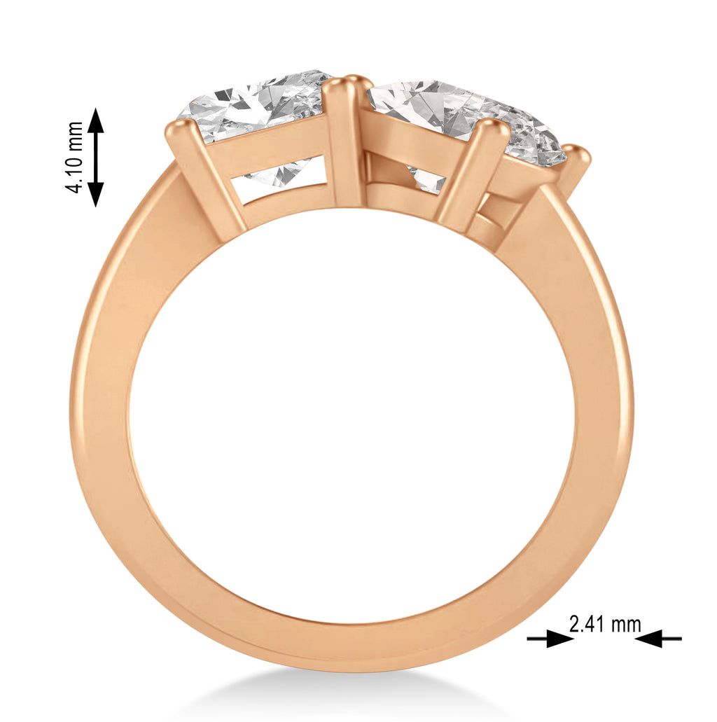 Emerald/Oval Moissanite Toi et Moi Ring 14k Rose Gold (5.50ct)