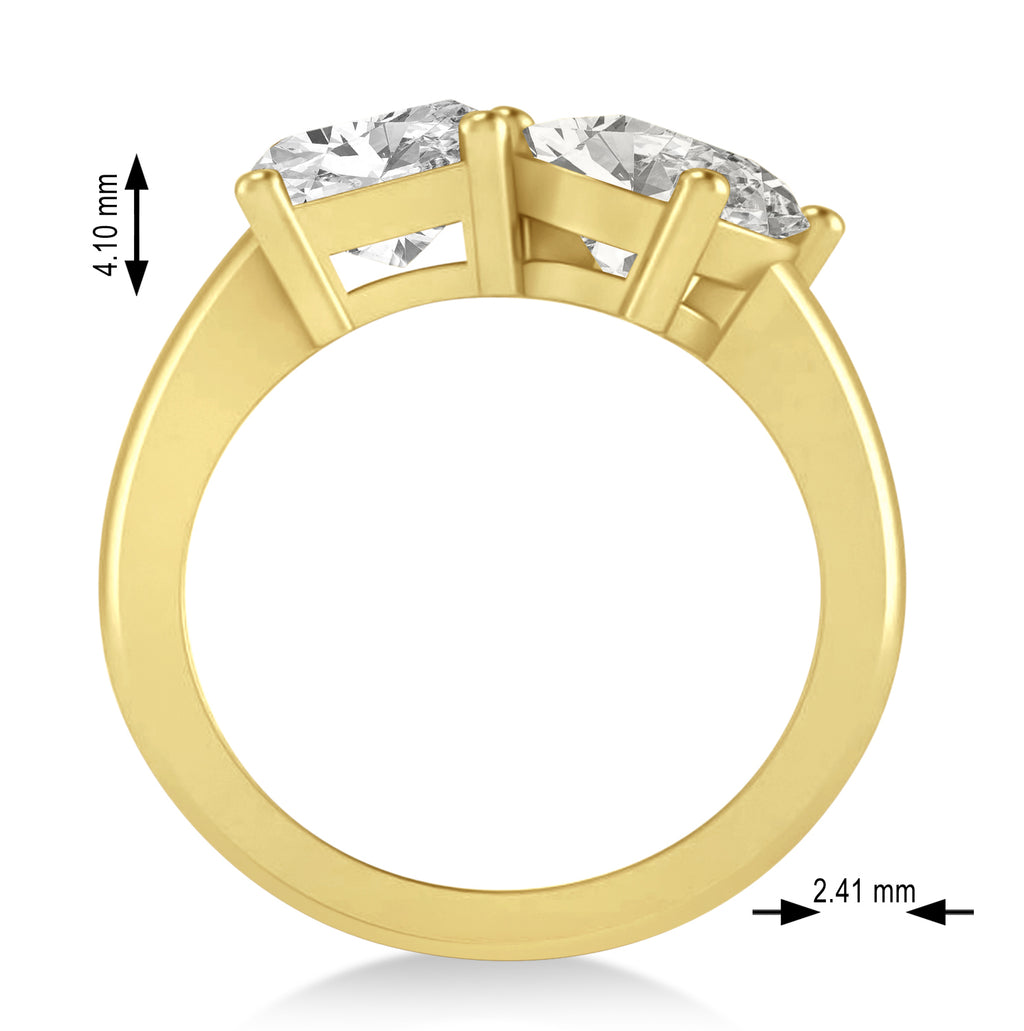 Emerald/Oval Moissanite Toi et Moi Ring 14k Yellow Gold (5.50ct)