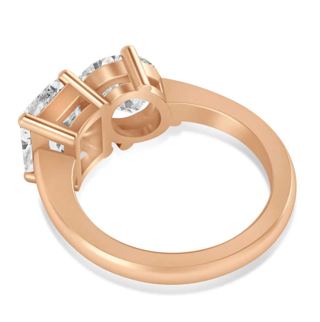 Emerald/Oval Moissanite Toi et Moi Ring 18k Rose Gold (5.50ct)