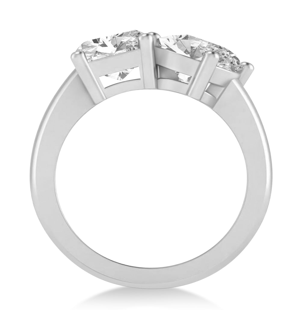 Emerald/Oval Moissanite Toi et Moi Ring 18k White Gold (5.50ct)