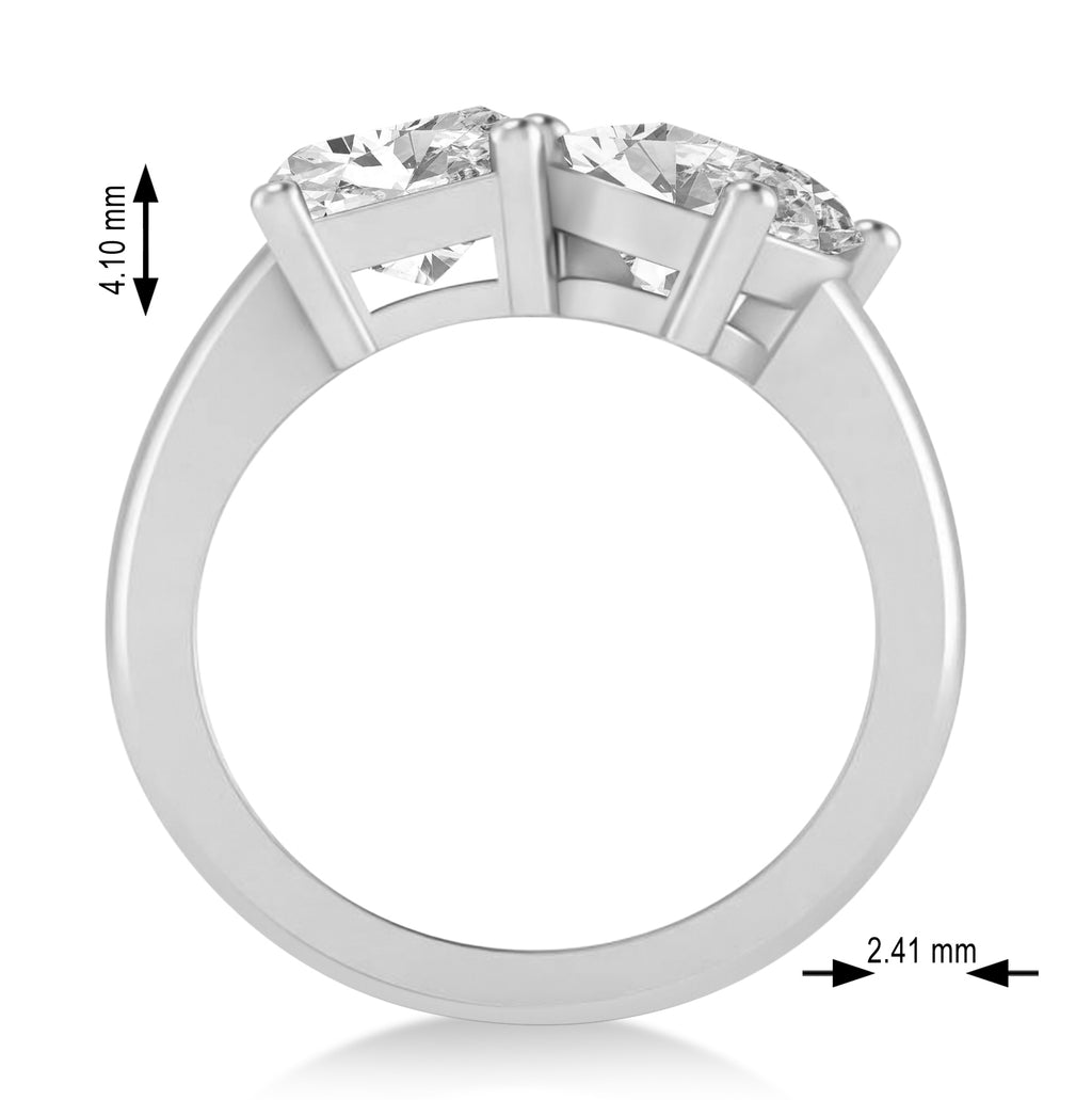 Emerald/Oval Moissanite Toi et Moi Ring Platinum (5.50ct)