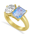Emerald/Oval Diamond & Moonstone Toi et Moi Ring 18k Yellow Gold (5.50ct)