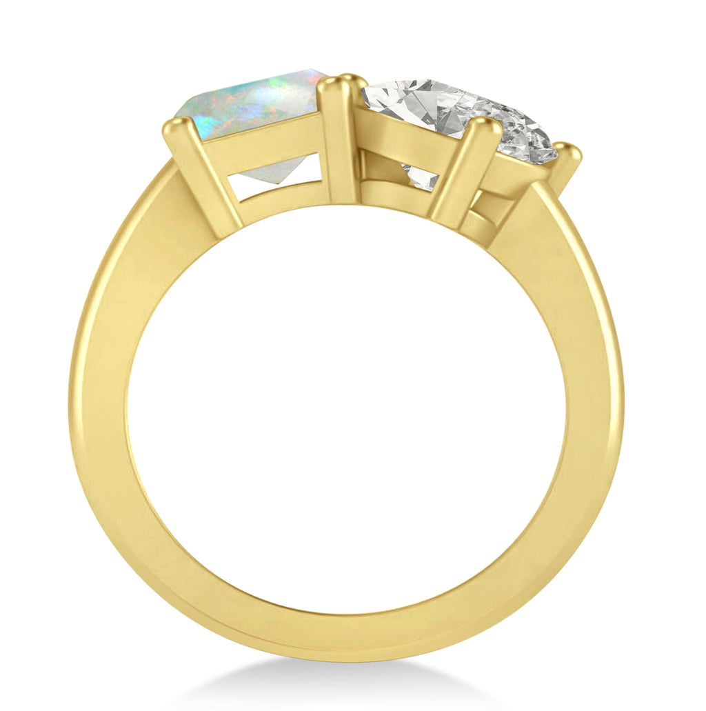Emerald/Oval Diamond & Opal Toi et Moi Ring 14k Yellow Gold (5.50ct)