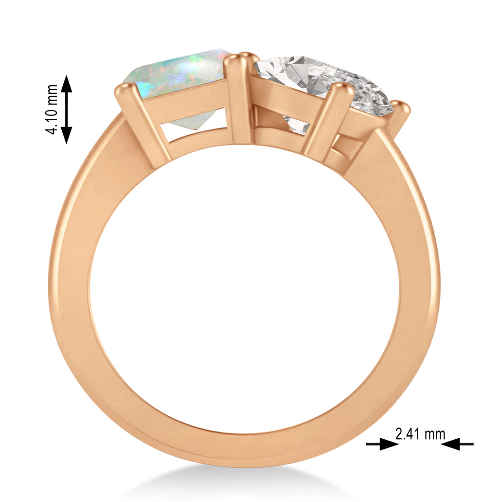 Emerald/Oval Diamond & Opal Toi et Moi Ring 18k Rose Gold (5.50ct)