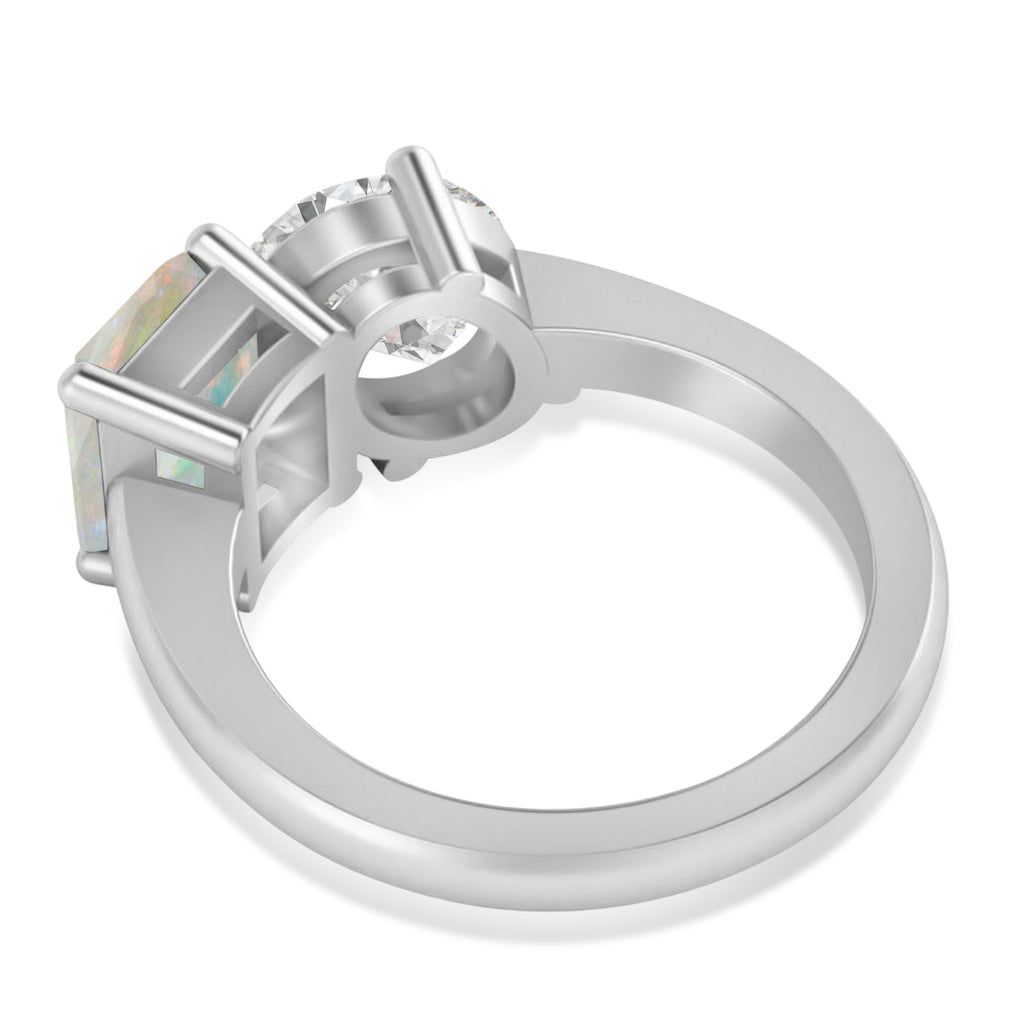 Emerald/Oval Diamond & Opal Toi et Moi Ring 18k White Gold (5.50ct)