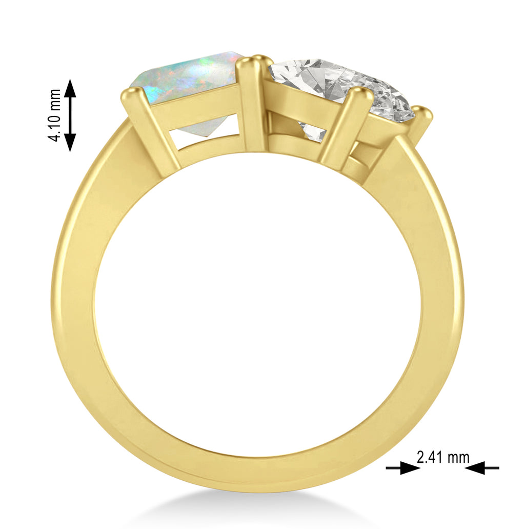 Emerald/Oval Diamond & Opal Toi et Moi Ring 18k Yellow Gold (5.50ct)