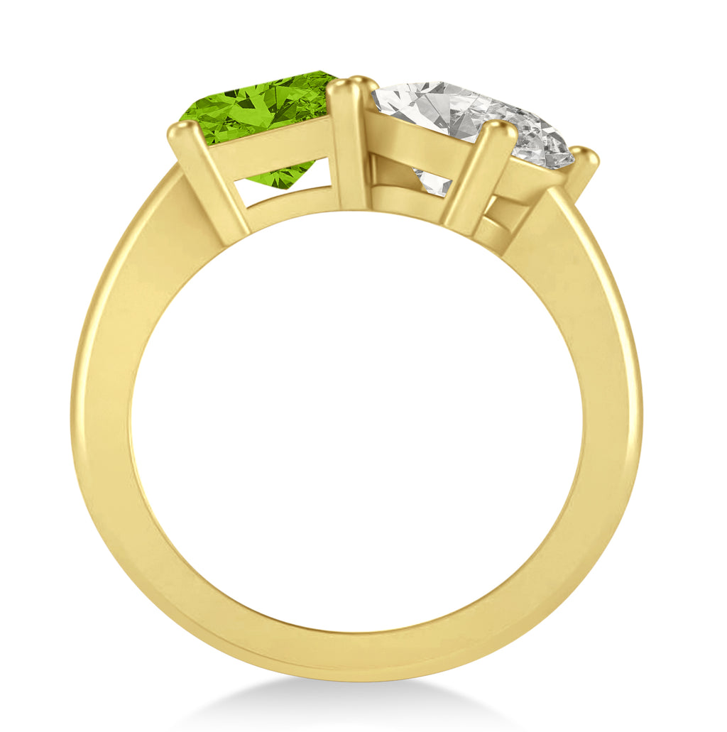 Emerald/Oval Diamond & Peridot Toi et Moi Ring 14k Yellow Gold (5.50ct)