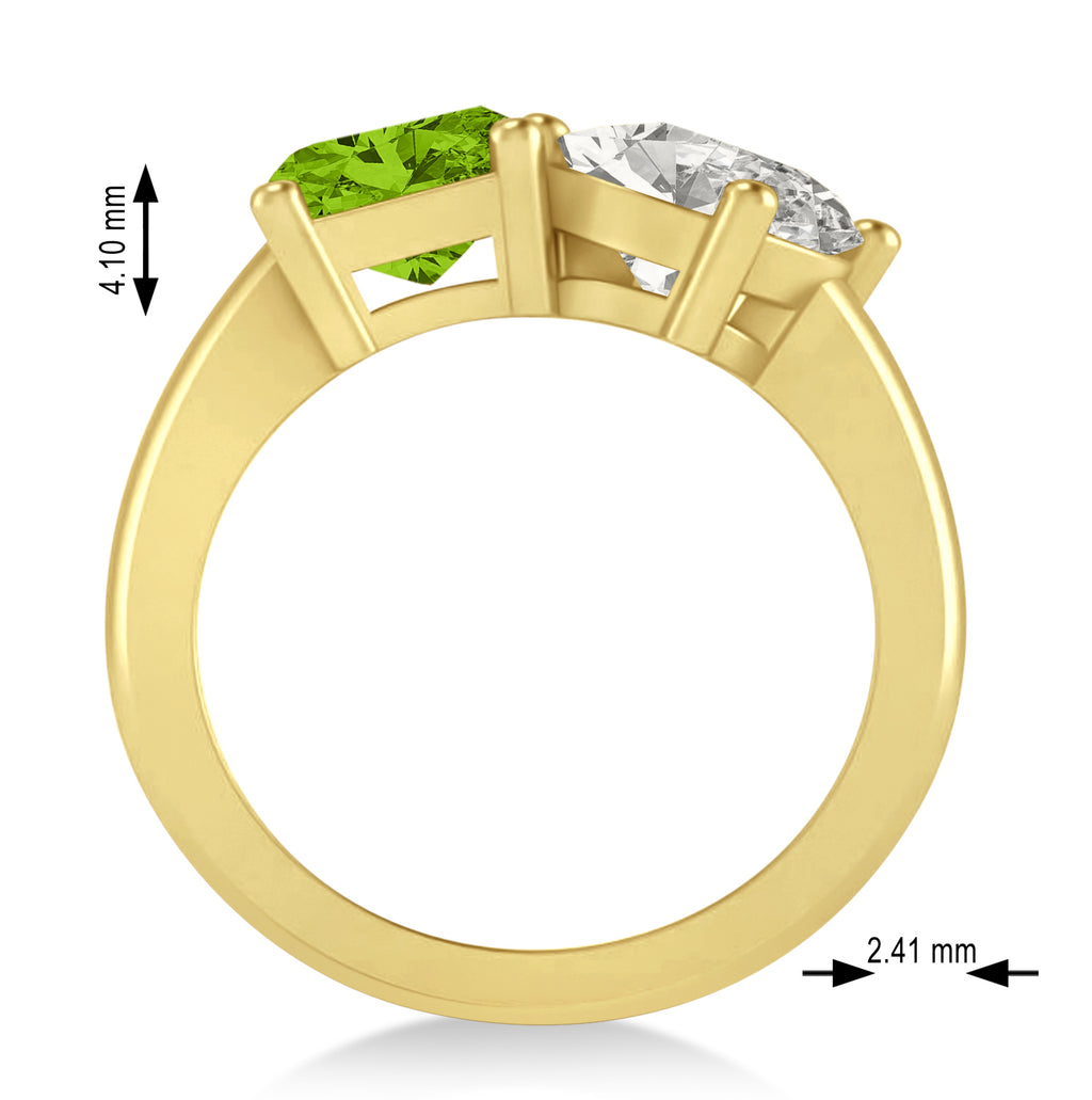 Emerald/Oval Diamond & Peridot Toi et Moi Ring 14k Yellow Gold (5.50ct)