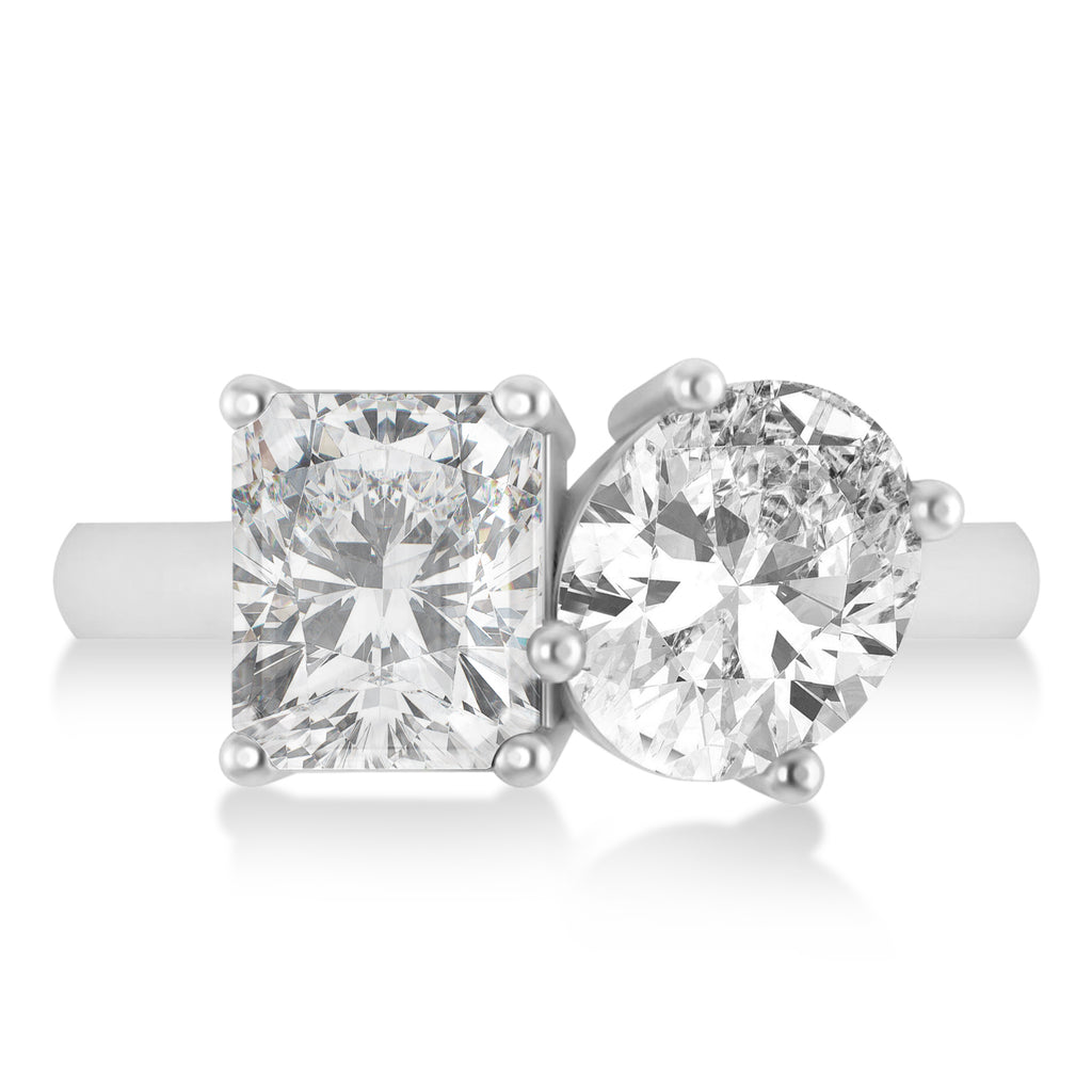 Emerald/Oval Diamond Toi et Moi Ring Platinum (5.50ct)
