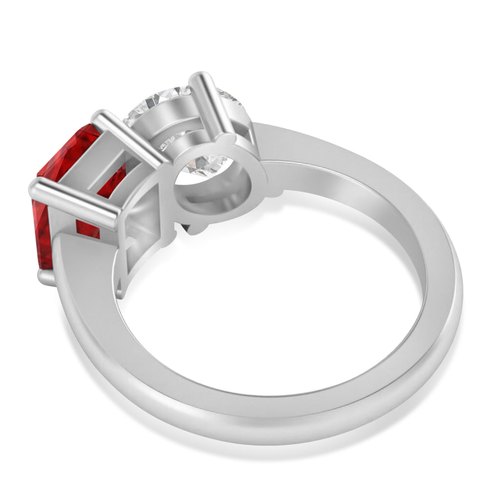 Emerald/Oval Diamond & Ruby Toi et Moi Ring Platinum (5.50ct)