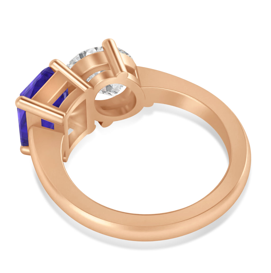Emerald/Oval Diamond & Tanzanite Toi et Moi Ring 14k Rose Gold (5.50ct)