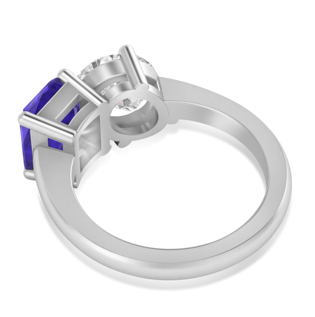 Emerald/Oval Diamond & Tanzanite Toi et Moi Ring 14k White Gold (5.50ct)