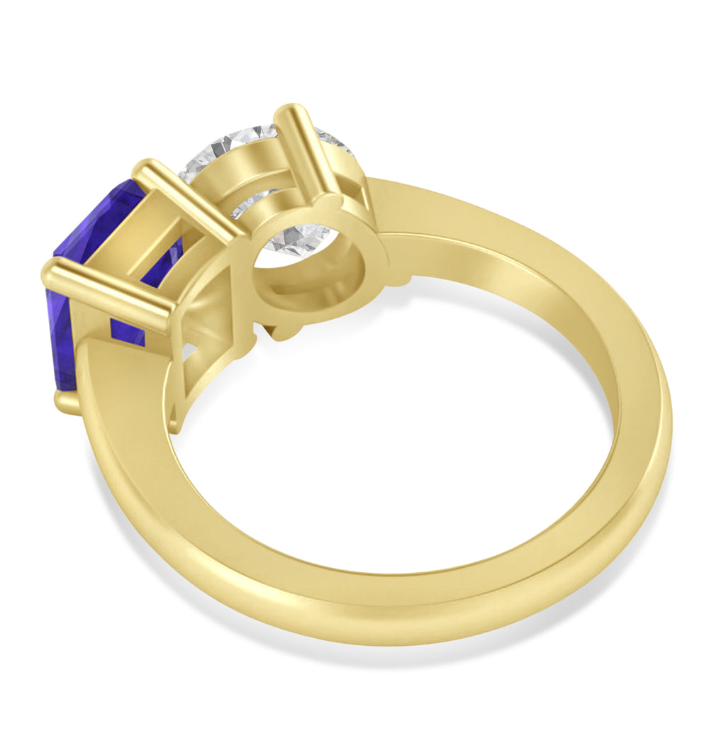 Emerald/Oval Diamond & Tanzanite Toi et Moi Ring 18k Yellow Gold (5.50ct)