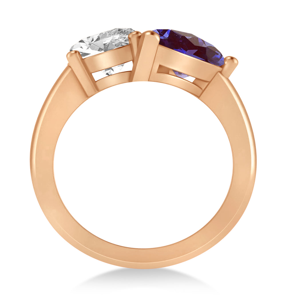 Pear/Oval Diamond & Lab Alexandrite Toi et Moi Ring 18k Rose Gold (6.00ct)