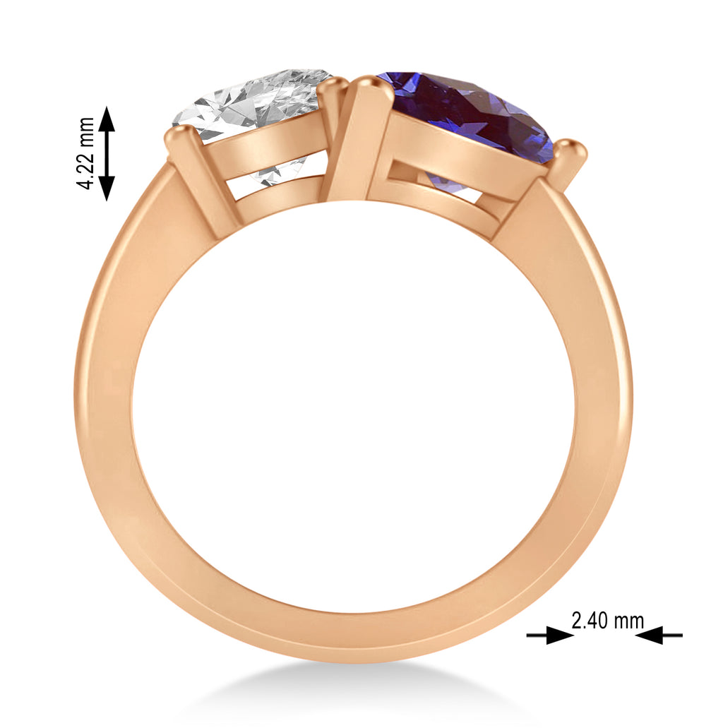 Pear/Oval Diamond & Lab Alexandrite Toi et Moi Ring 18k Rose Gold (6.00ct)