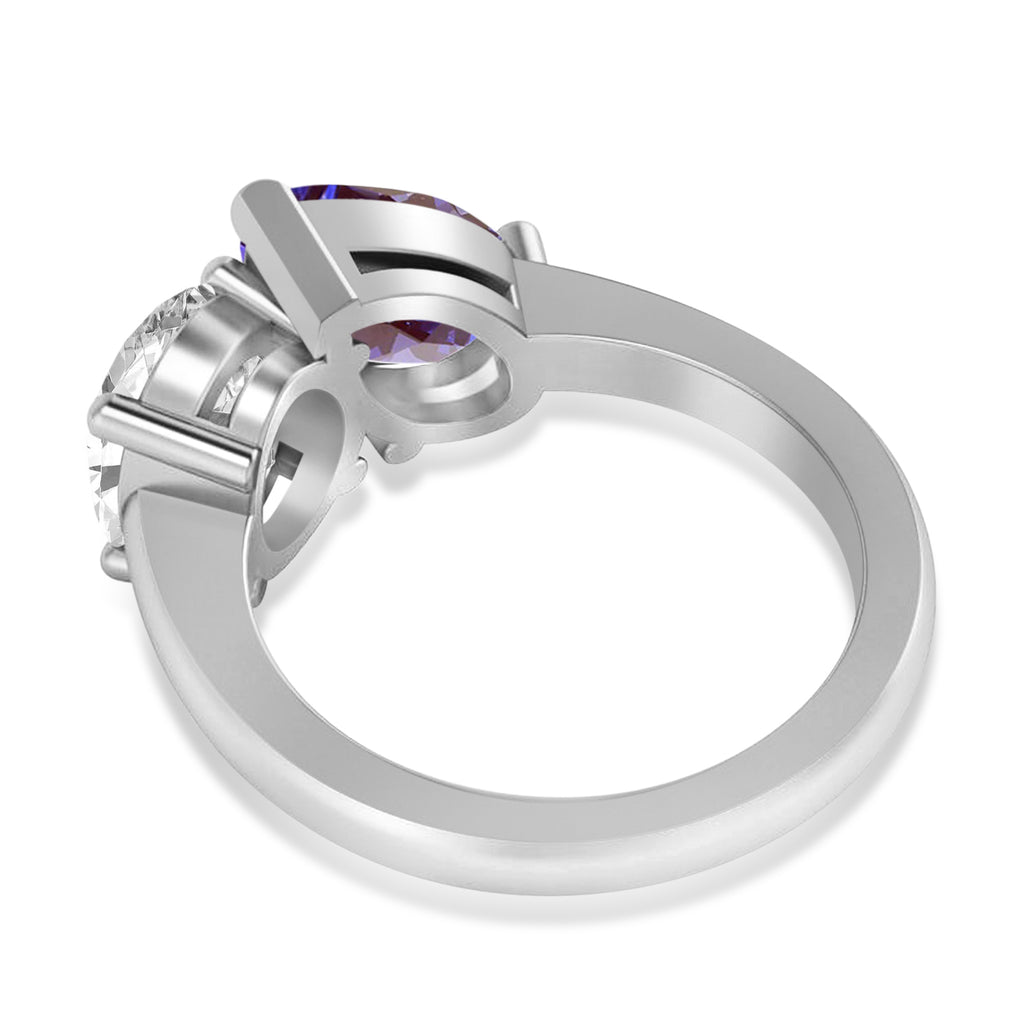 Pear/Oval Diamond & Lab Alexandrite Toi et Moi Ring 18k White Gold (6.00ct)