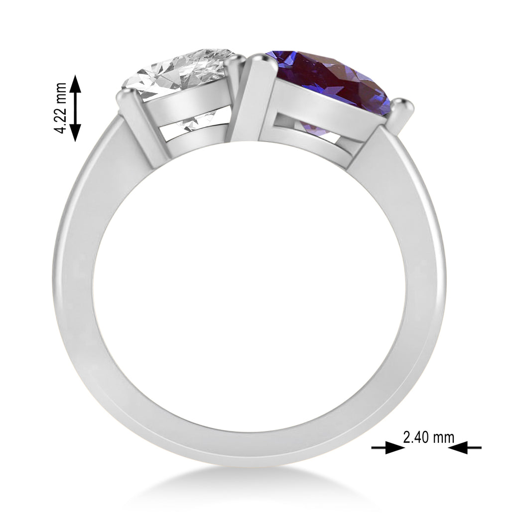 Pear/Oval Diamond & Lab Alexandrite Toi et Moi Ring 18k White Gold (6.00ct)