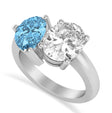 Pear/Oval Diamond & Blue Topaz Toi et Moi Ring Platinum (6.00ct)