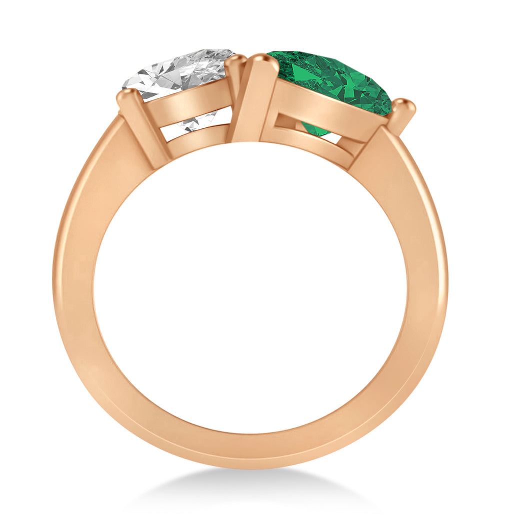 Pear/Oval Diamond & Emerald Toi et Moi Ring 18k Rose Gold (6.00ct)