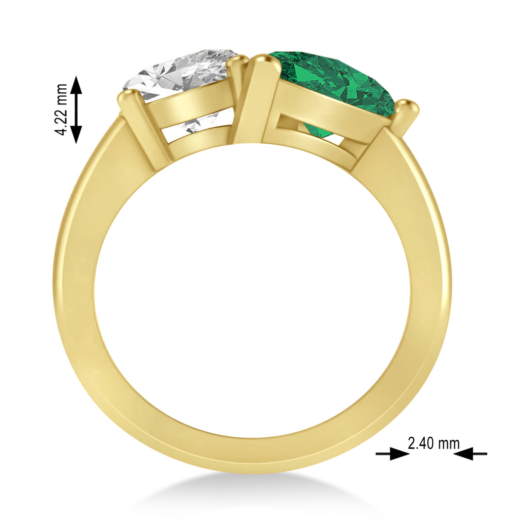 Pear/Oval Diamond & Emerald Toi et Moi Ring 18k Yellow Gold (6.00ct)