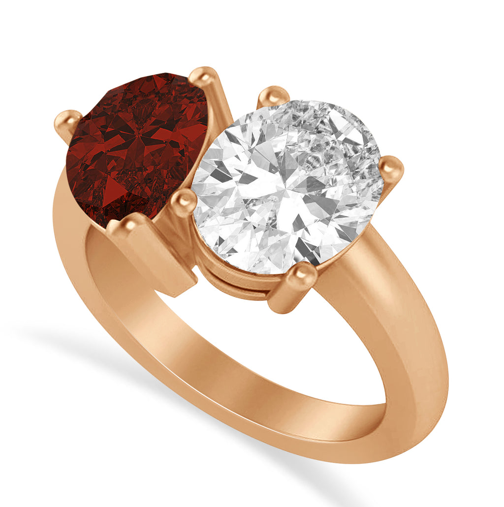 Pear/Oval Diamond & Garnet Toi et Moi Ring 18k Rose Gold (6.00ct)