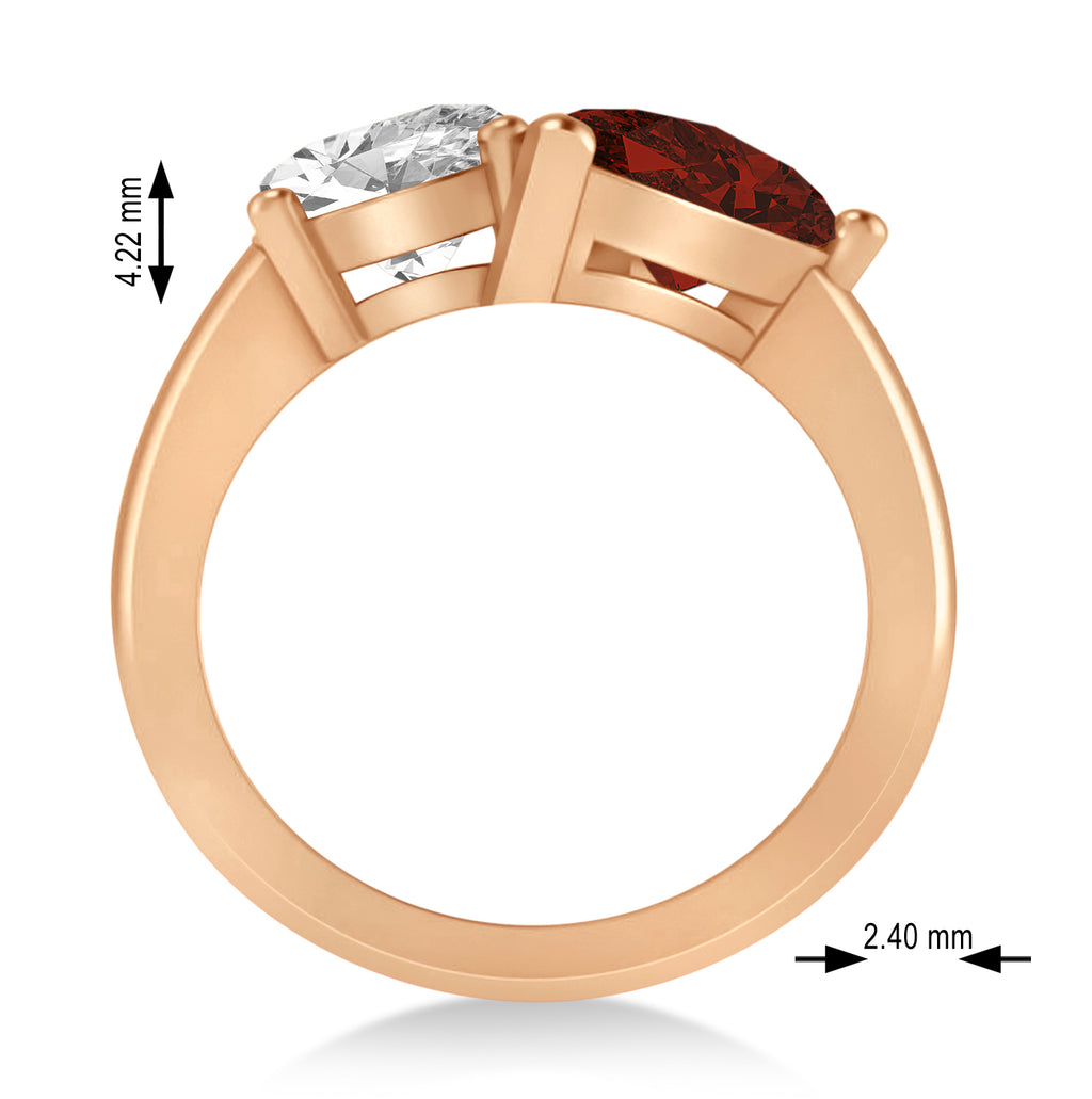 Pear/Oval Diamond & Garnet Toi et Moi Ring 18k Rose Gold (6.00ct)