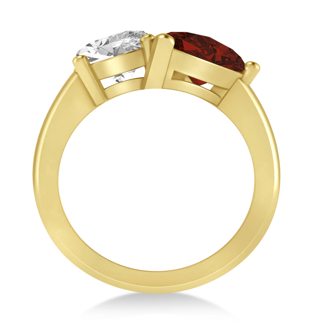 Pear/Oval Diamond & Garnet Toi et Moi Ring 18k Yellow Gold (6.00ct)