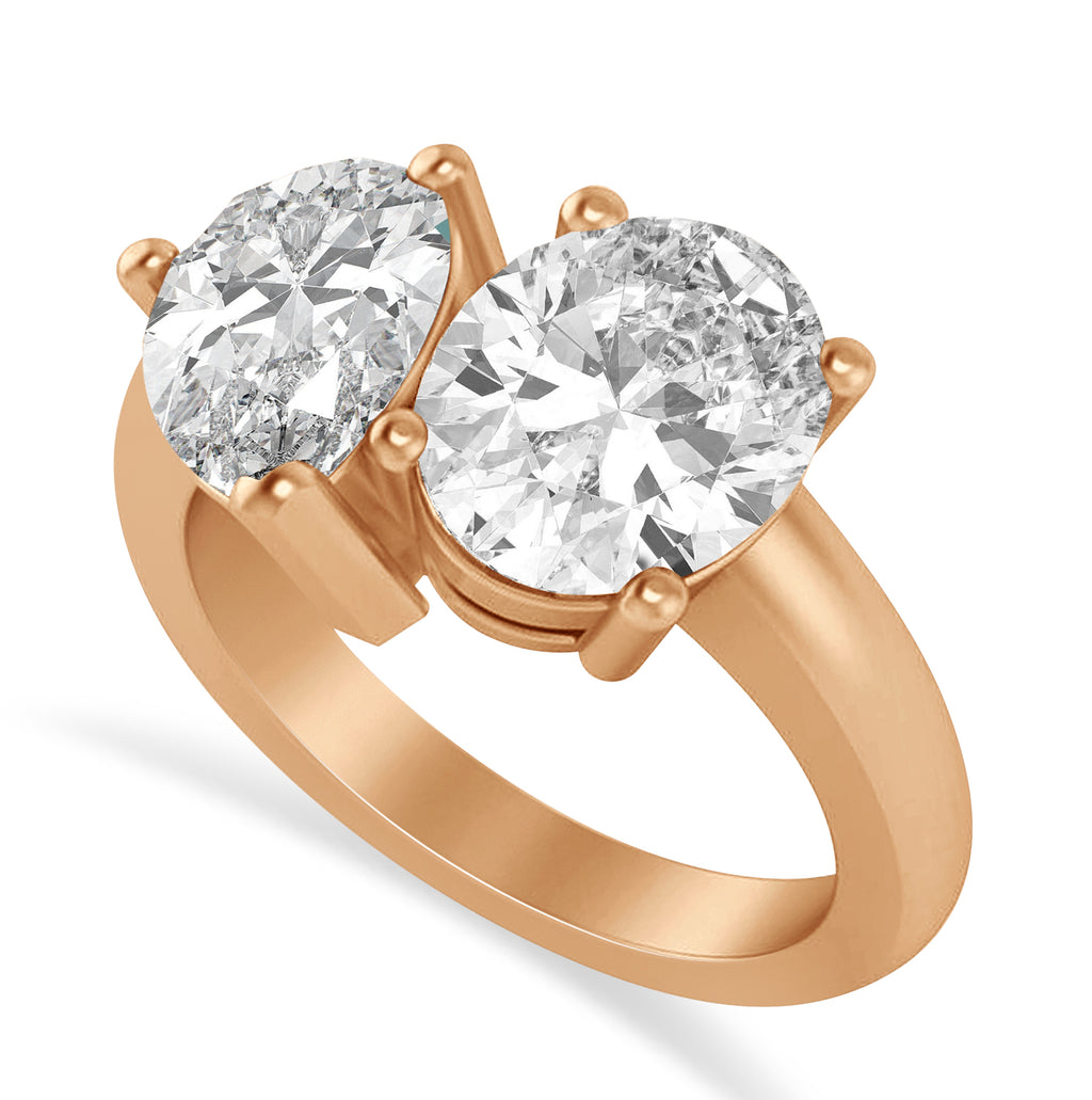 Pear/Oval Lab Grown Diamond Toi et Moi Ring 14k Rose Gold (6.00ct)