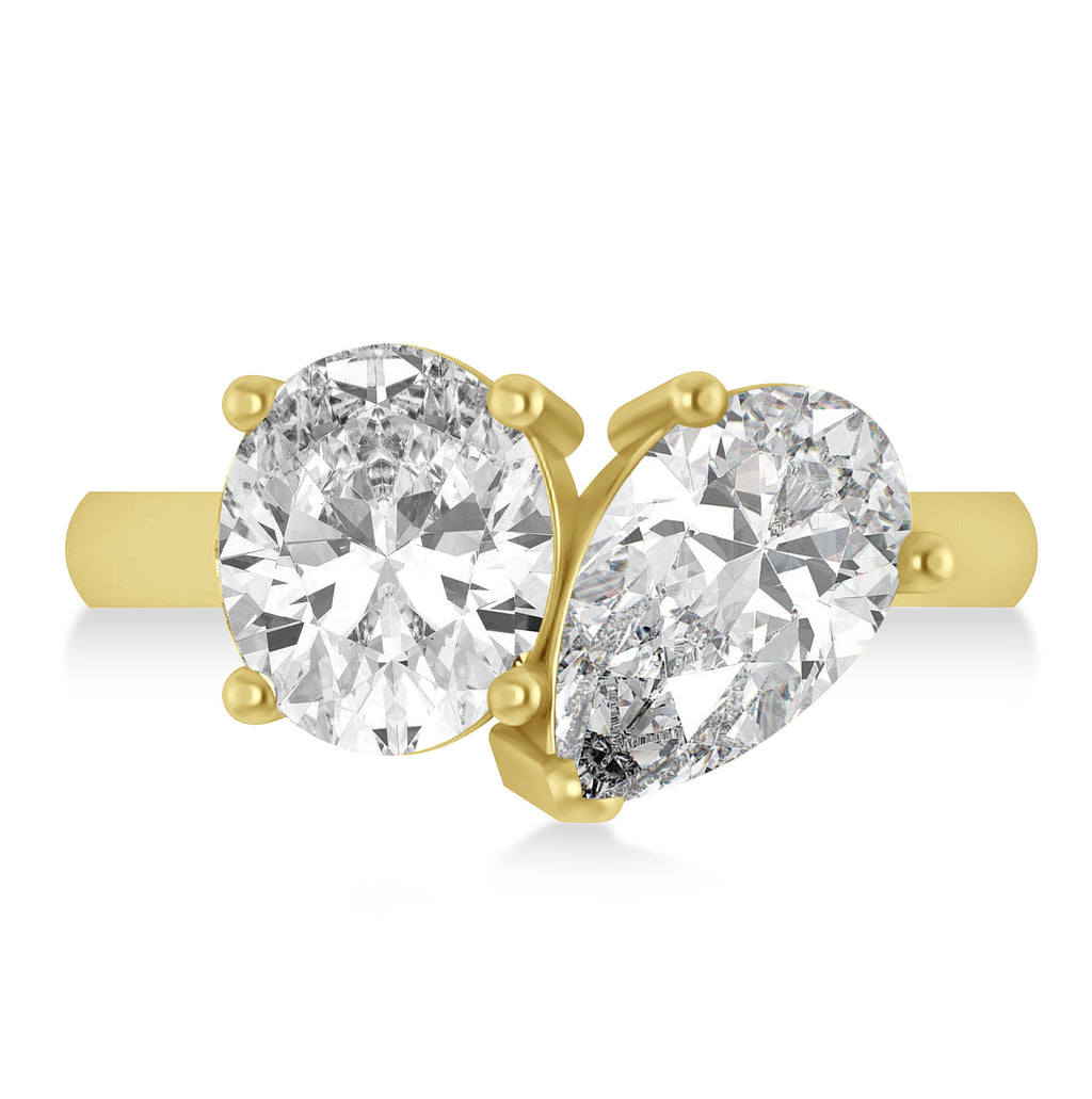 Pear/Oval Lab Grown Diamond Toi et Moi Ring 14k Yellow Gold (6.00ct)