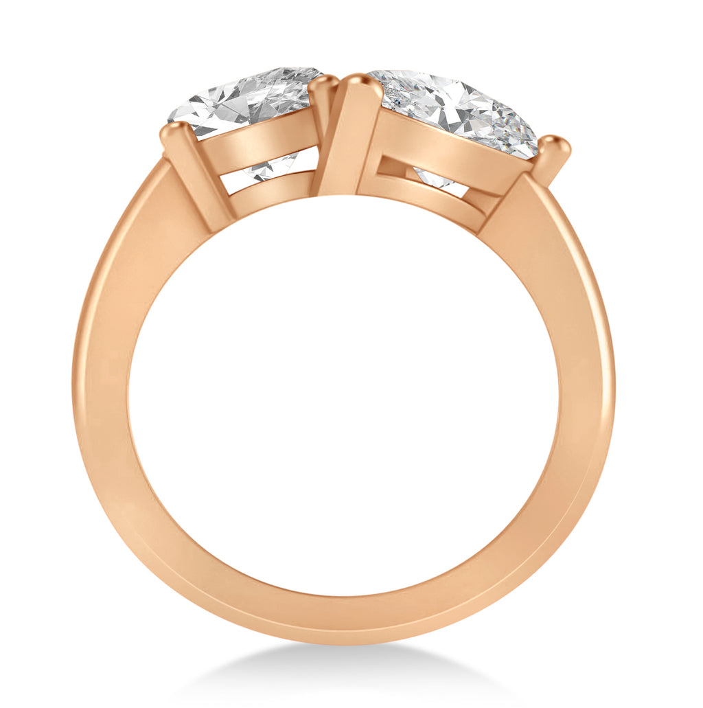 Pear/Oval Lab Grown Diamond Toi et Moi Ring 18k Rose Gold (6.00ct)